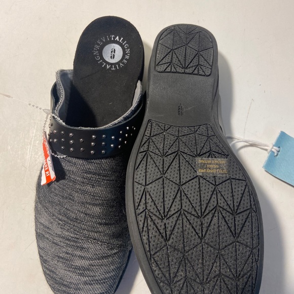 Revitalign gray & black leather & fabric mules size 10 NWT - Picture 5 of 7